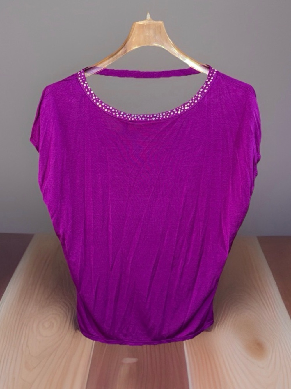 NwoT Armani Exchange Magenta Dolman Sleeve Scoop Neck Top w/Studded Trim-XS
